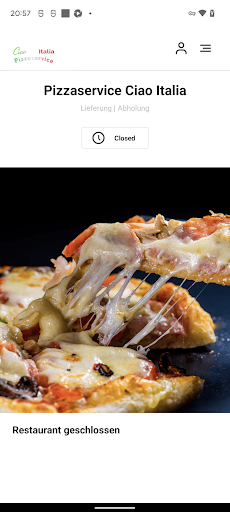 Android application Pizzaservice Ciao Italia screenshort