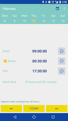 Android application Weekly working hours screenshort