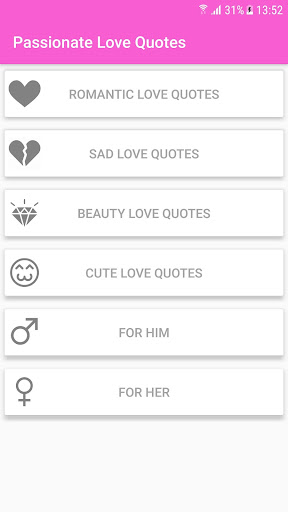 Android application Love Quotes screenshort