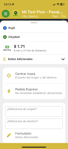 Mi Taxi Plus - Pasajero Screen 2