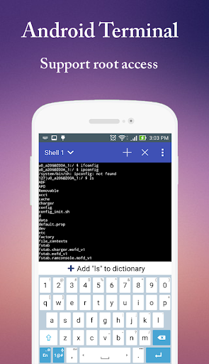 Android application Terminal, Shell for Android screenshort