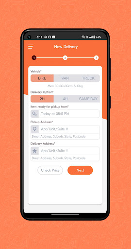 Android application XLCourier Customer screenshort