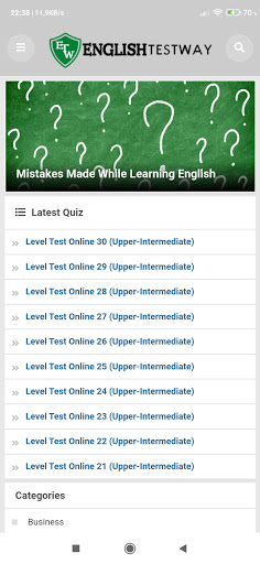 Android application English Test screenshort