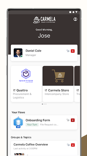 Android application Carmela Coffee Portal screenshort