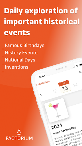 Android application Factorium: Daily History Facts screenshort