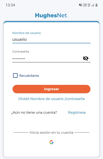 Android application Hughesnet screenshort