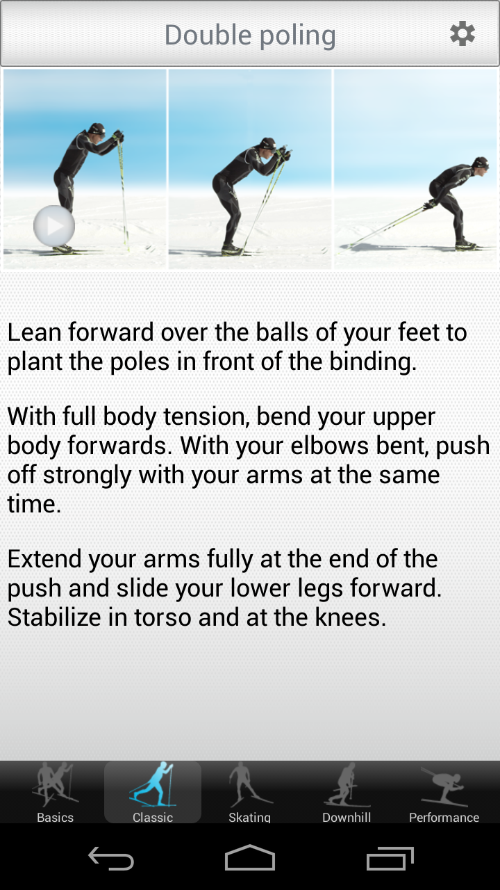 Android application Cross-country skiing technique screenshort