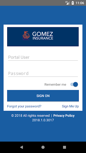 Android application Gomez Insurance Online screenshort