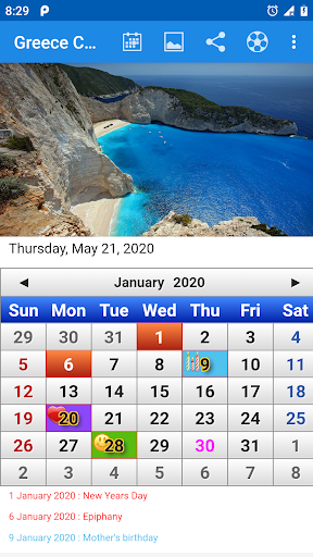 Android application Greece Calendar - Holidays 202 screenshort