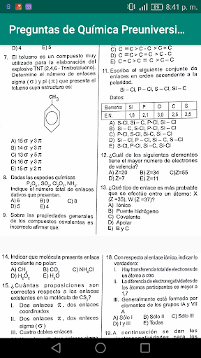 Preguntas de Química Preuniver