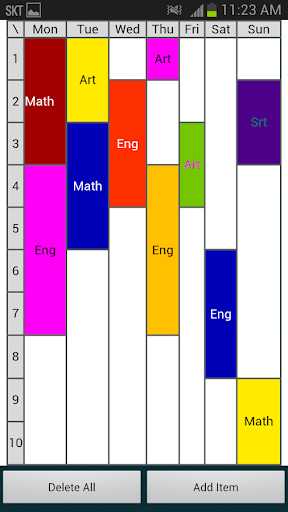 Android application TimeTable Spread screenshort