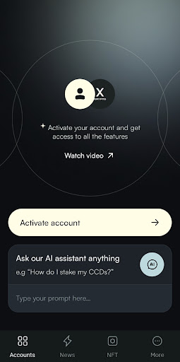 Android application CryptoX Concordium Wallet screenshort