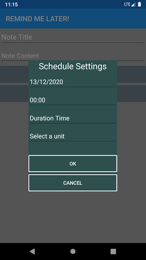 Remind Me Later! (Light) Timer Screen 3