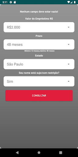 Empréstimo pessoal para negati