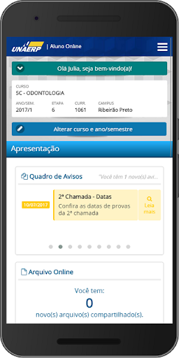 Aluno Online Mobile Screen 2