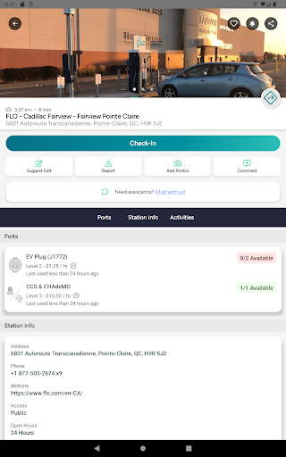 Screenshot of Chargehub EV & Tesla Charging