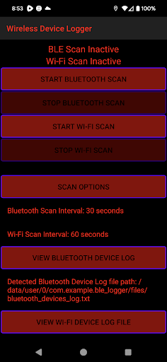 Android application Wireless Device Logger screenshort