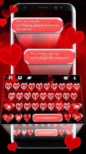 Android application Red Balloon Hearts Theme screenshort