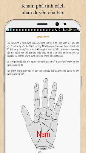 Android application XEM BÓI HOA TAY screenshort