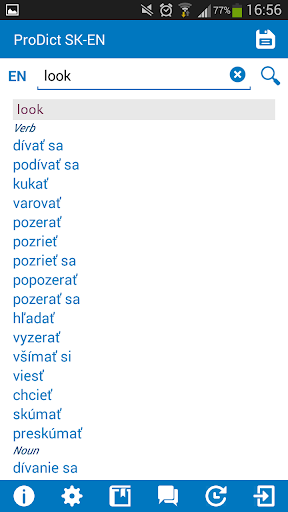 Slovak English dictionary Screen 2