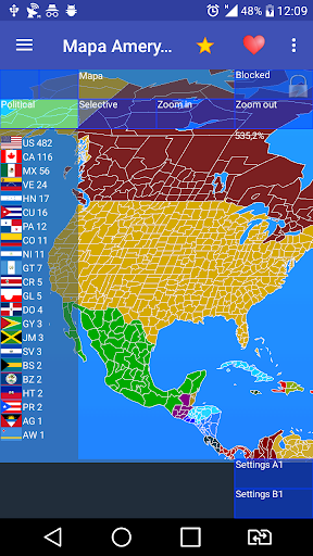 Android application Map of North America screenshort