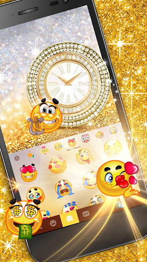 Gold Glitter Clock Keyboard Th Screen 2