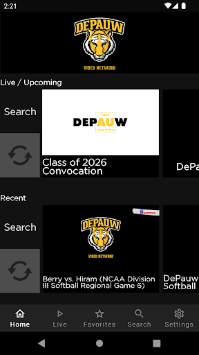 Android application DePauw Video Network screenshort