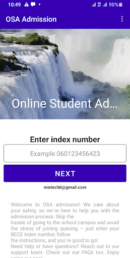 Android application OSA Admission screenshort