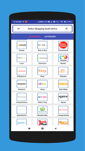 Android application Online Shopping South Africa screenshort