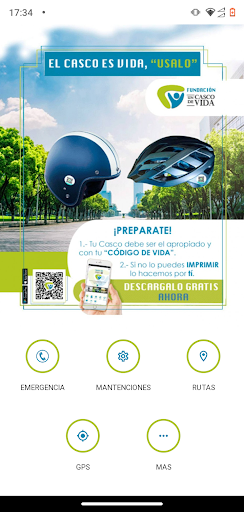 Android application Un Casco de Vida. screenshort