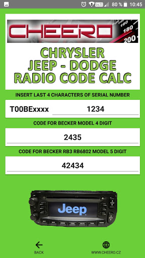 RADIO CODE for CHRYSLER JEEP screenshot 3