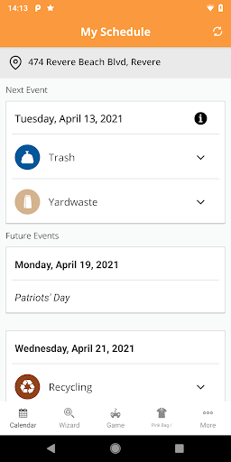 Revere Trash/Street Sweep App Screen 3