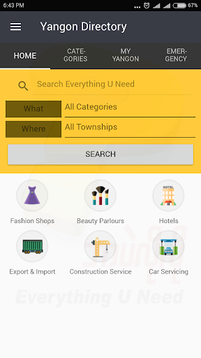 Android application Yangon Directory screenshort