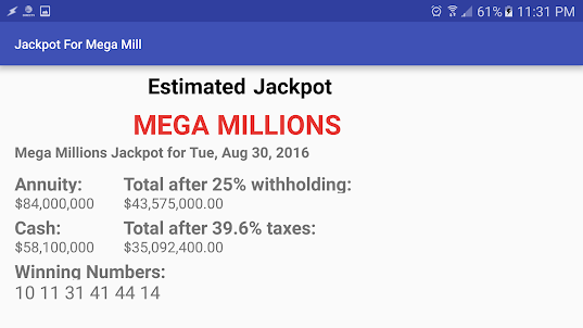 Jackpot For Mega Mill