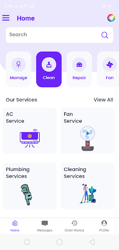 Android application Service Provider - Customer screenshort