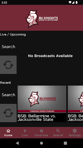 Android application BU Knights Sports Network screenshort