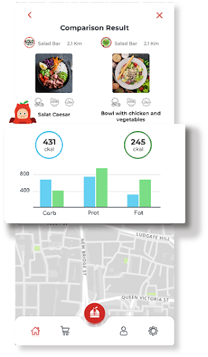 Find low calorie restaurants Screen 3