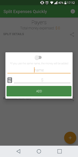 Split Money Expenses Screen 2