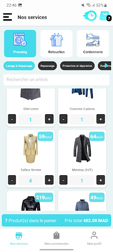 Android application I lave U - Le pressing mobile screenshort