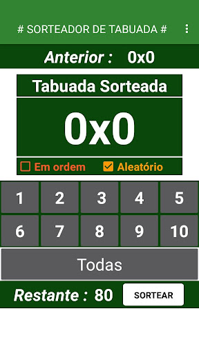 Android application Sorteio de Tabuada screenshort