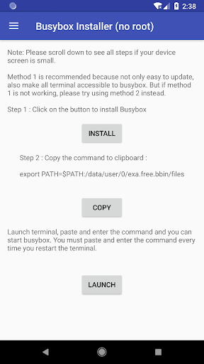 EXA Busybox Installer(no root) Screen 2