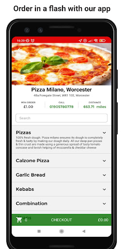 Android application Pizza Milano, Worcester screenshort