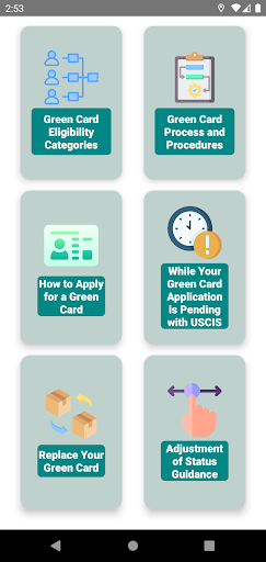 Android application USA Green Card Guide screenshort
