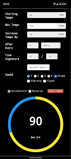 Accelonome - Metronome Screen 2