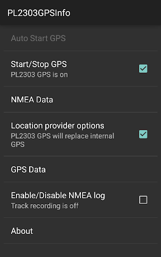 Android application PL2303 GPSInfo screenshort