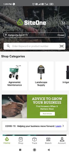 Screenshot of SiteOne Landscape Supply