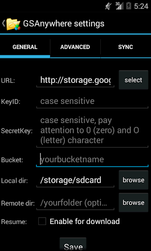 GSAnywhere (Cloud Storage) Screen 3