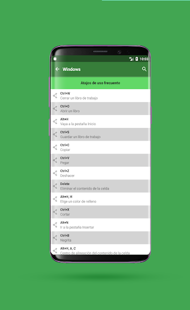 Captura 5 Fórmulas y accesos directos de Excel - Completo android