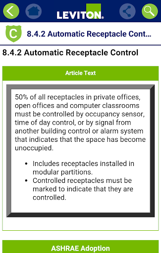 Leviton ASHRAE 90.1 App Screen 3