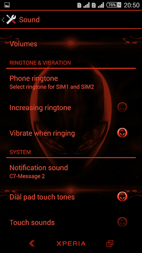 Alien Red Xperien Theme